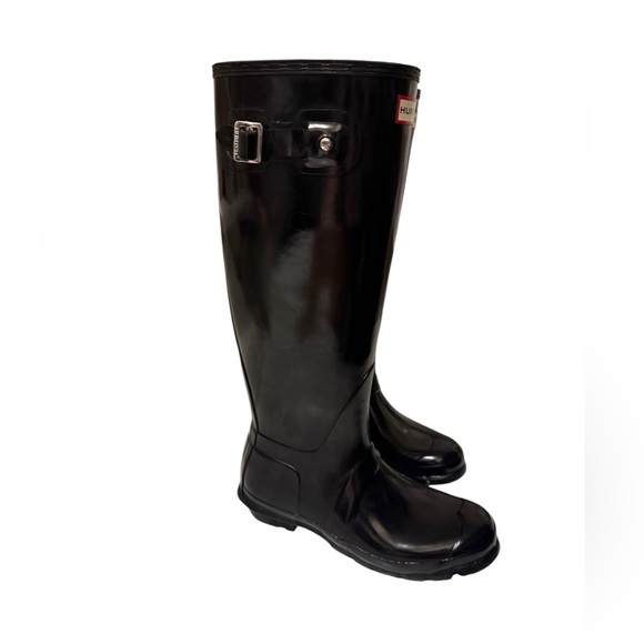 Hunter women Glossy Black tall Rain Boots in new condition - Picture 2 of 14